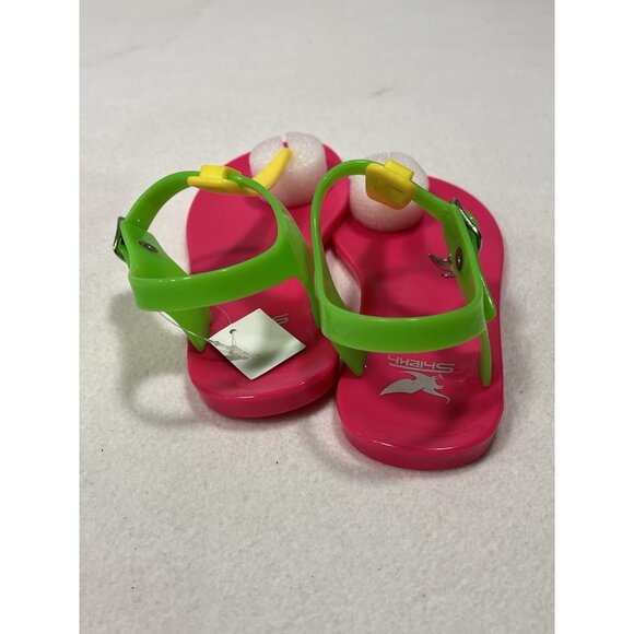 Girls Jelly Sandals Size 12 Shiekh IAN-IIS Pink Yellow Green New in Box - Picture 11 of 12